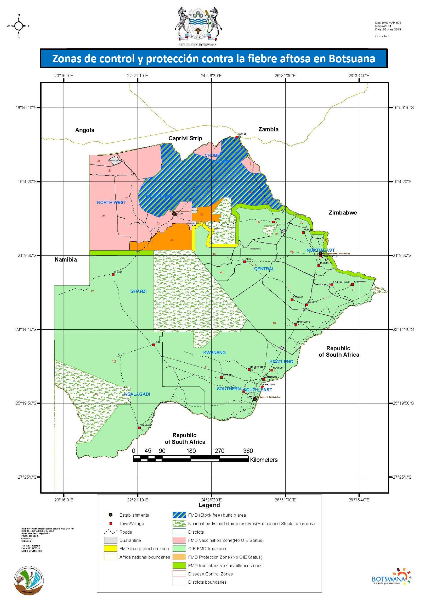mapa FA Botsuana